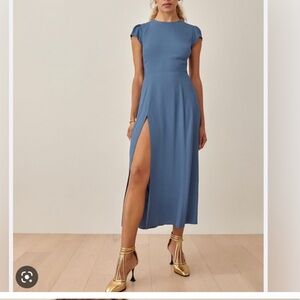 Reformation Blue Gavin Midi Dress Size 8
